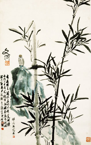 Sparrow, Bamboo and Rock, 1934
